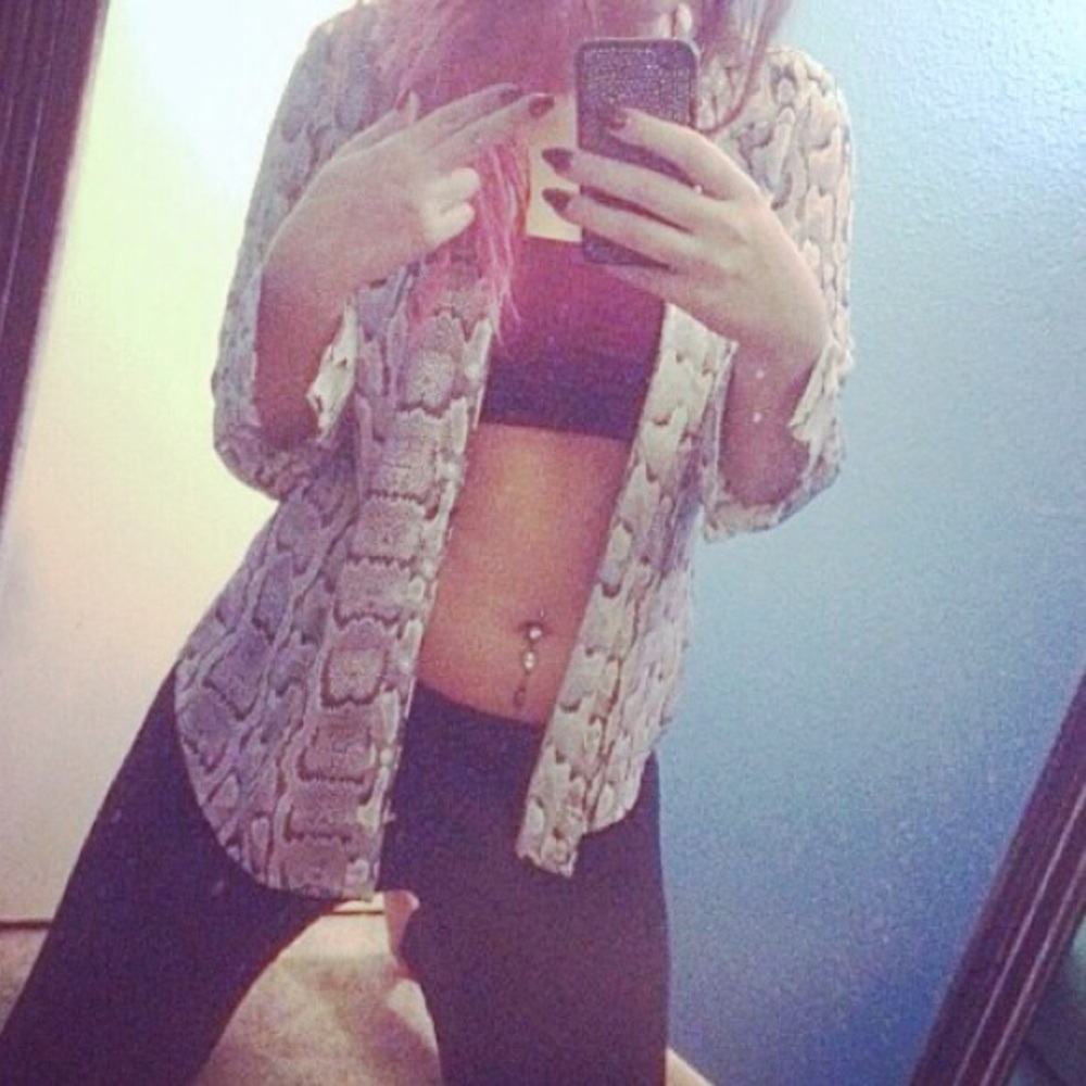 Express snake skin button up shirt